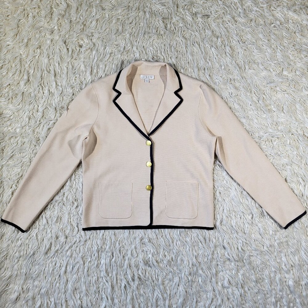 J.Crew Contrast-trim Waisted Sweater-blazer For Womens Large - Picture 3 of 12